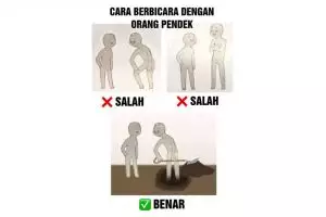 8 Ilustrasi kocak tunjukkan rempongnya saat ngobrol sama orang pendek