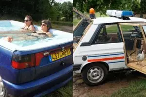 10 Mobil ini dimanfaatkan dengan tak biasa, mobil polisi jadi kandang