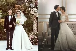 5 Seleb Tanah Air ini anggun pakai gaun putih modern saat menikah