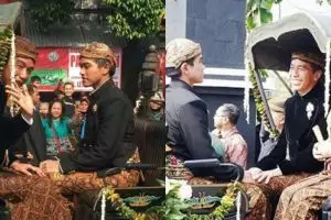 5 Gaya Jokowi saat kirab pernikahan Kahiyang-Bobby, penuh senyum