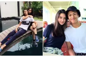 10 Gaya pacaran putri Titi DJ, tak sungkan mesra di kolam renang