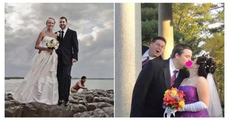 15 Aksi 'merusak' foto pernikahan ini bikin gemes sekaligus ngakak