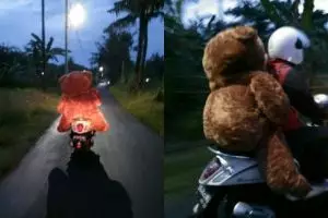 Pria ini tempuh 120 km bawa boneka besar demi tepati janji ke mantan