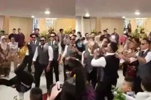 Tak biasa, joget pengantin bareng pengiringnya ini keren abis