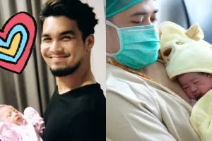 5 Momen haru seleb ganteng saat gendong anaknya yang baru lahir