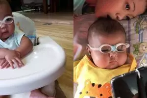 8 Potret balita putra Asri Welas yang kini berkacamata, menggemaskan