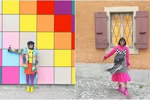 Intip 10 OOTD style motif colorful ala desainer Diana Rikasari