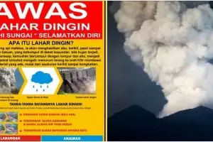 Lahar dingin Gunung Agung masuk sungai jadi tontonan warga