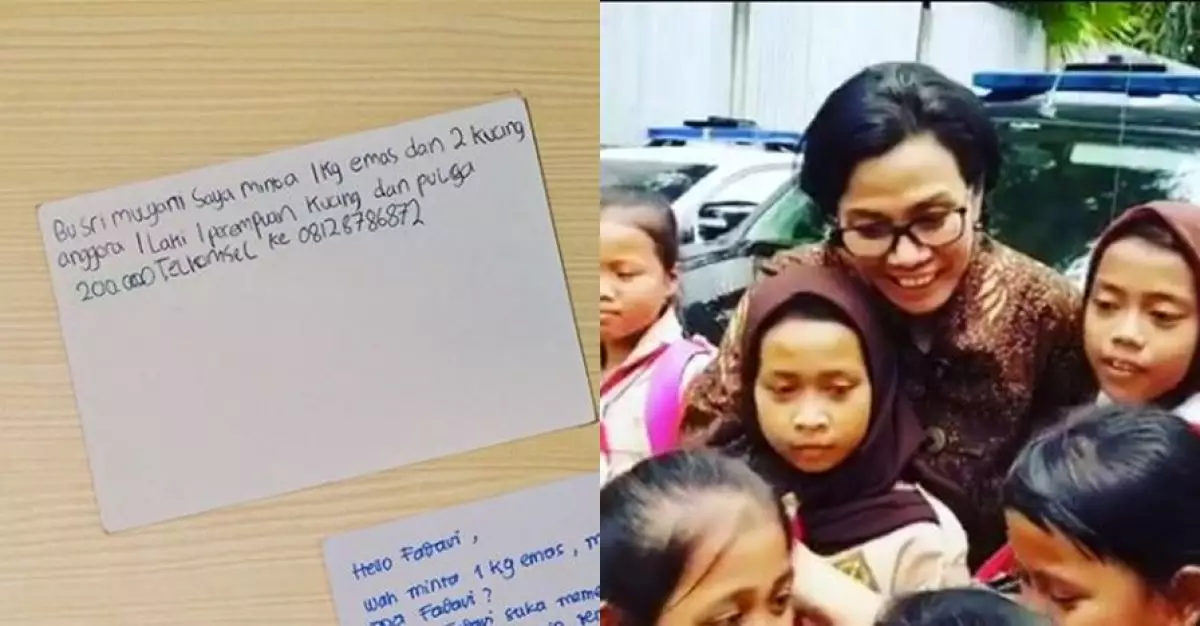 Kisah 10 surat pelajar untuk Sri Mulyani, ada yang minta 1 kg emas