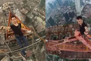 10 Aksi ekstrem Arief saat di ketinggian, Yong Ning asal Indonesia