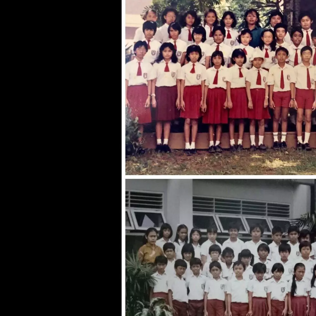 Dua anak SD di foto jadul ini sekarang jadi seleb terkenal, siapa ya?