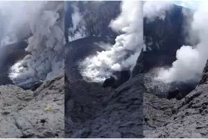 Aksi pria rekam puncak Gunung Agung dari dekat ini bikin geleng-geleng
