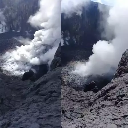 Aksi pria rekam puncak Gunung Agung dari dekat ini bikin geleng-geleng