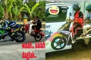 10 Foto imajinasi naik motor ini bikin yang lihat cengar-cengir