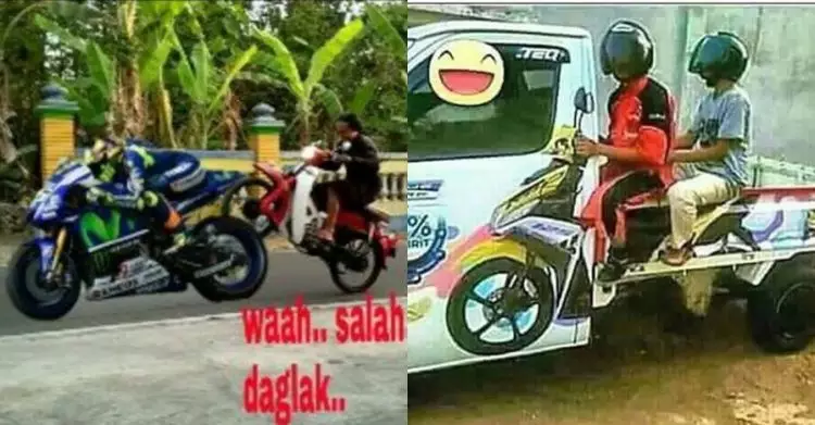 10 Foto imajinasi naik motor ini bikin yang lihat cengar-cengir