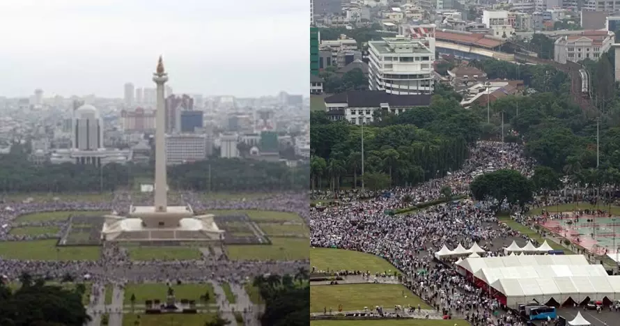 5 Foto diambil dari udara aksi bela Palestina di Monas