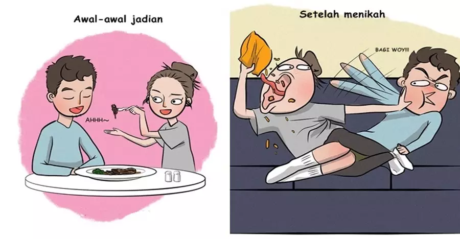 7 Ilustrasi ini gambarkan kocaknya kehidupan setelah menikah