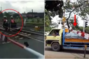 5 Momen lucu di perlintasan KA, ngeselin tapi bikin susah nahan tawa