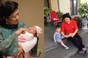 4 Gaya Ani Yudhoyono saat mengasuh cucu, cerminan nenek penyayang
