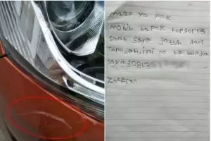 Viral, anak 6 tahun tulis memo ke pemilik mobil yang tergores sepeda