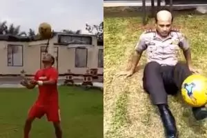 Viral, aksi Kapolres jugling bola mirip pesepak bola dunia