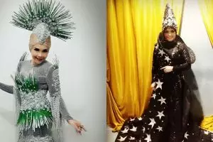 Suka tampil glamor, 7 gaun Iyeth Bustami ini uniknya kebangetan