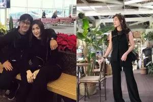 10 Gaya istri Andre Taulany dengan outfit serba hitam, simpel berkelas