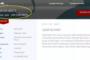 Situs ini jual Pulau Ajab di Indonesia seharga Rp 44 Miliar