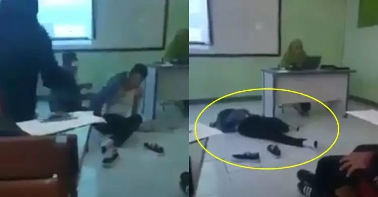 Mahasiswa tidur di lantai saat dosen mengajar ini bikin geleng-geleng