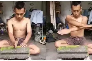 Aksi pria patahkan batako ini meyakinkan, tapi endingnya tak terduga