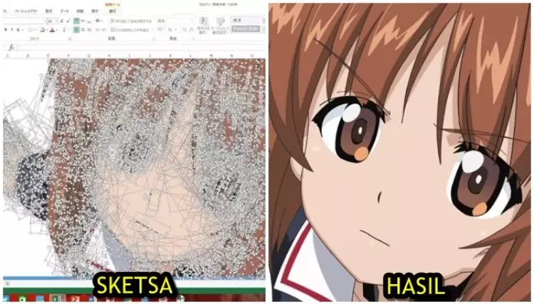 8 Karakter anime ini dibuat pakai Microsoft Excel, hasilnya keren abis