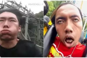Ekspresi 15 orang naik roller coaster ini bikin ikut tegang