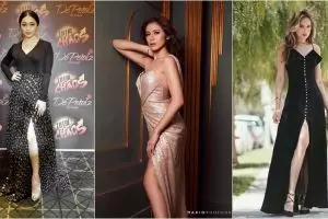 Gaya 8 seleb saat pakai gaun berbelahan tinggi, mulus kayak jalan tol