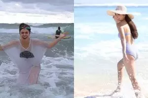 Pose seksi 10 seleb cantik saat main air di pantai, seger banget ya?