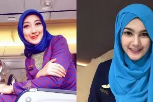 10 Pesona pramugari Indonesia saat berhijab, bikin betah di pesawat