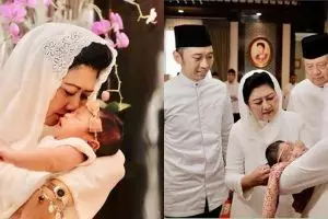 9 Momen hangat keluarga SBY berbaju serba putih di akikah cucunya
