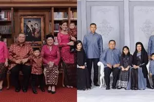8 Gaya pemotretan keluarga SBY, kostumnya selalu kompak 