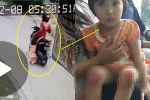 Viral, seorang ibu seret anak pakai sepeda motor