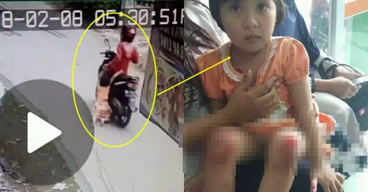 Viral, seorang ibu seret anak pakai sepeda motor