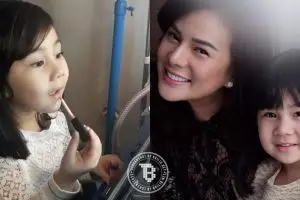 10 Aksi menggemaskan Anabel, anak Astrid Tiar yang pinter makeup