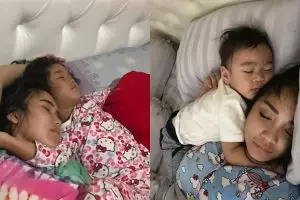 7 Momen hangat seleb tidur bareng buah hatinya, penuh kasih sayang