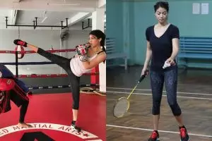 10 Pesona seksi Kerenina Sunny saat olahraga, sosialita ex Girls Squad