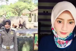 7 Pesona Adelia Eka, polwan berhijab yang bikin gagal fokus berkendara
