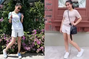 10 Beda gaya outfit Ayu Ting Ting dan adiknya Syifa, siapa lebih kece?