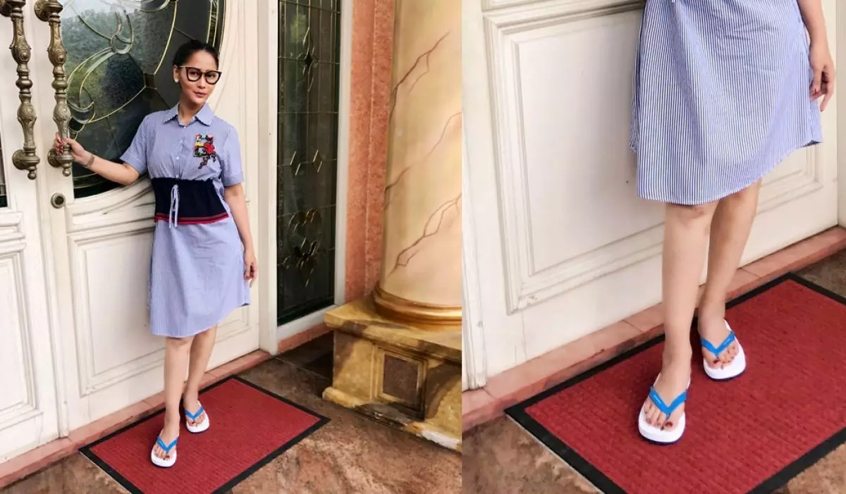 Sepintas tampak biasa, sandal jepit Inul ini bikin syok warganet