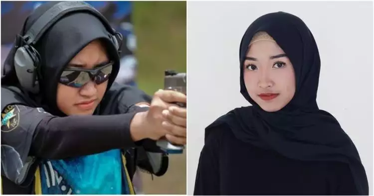 Almaas, model hijaber cantik yang juga atlet menembak