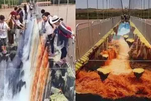 10 Penampakan jembatan kaca 3D ini bikin deg-degan mau lewat