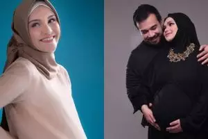 Gaya elegan 7 seleb cantik berhijab saat pemotretan maternity