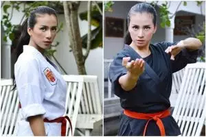 Aksi ekstrem pesilat cantik ini bikin ngilu, push up pakai satu jari