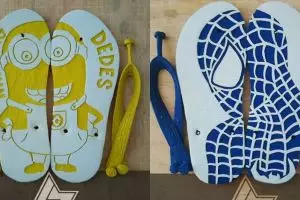 10 Ukiran tokoh di sandal jepit karya lulusan SMP ini bikin salut